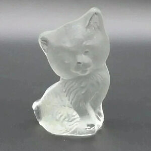 Vintage Viking Frosted Cat Kitten Paperweight Figure